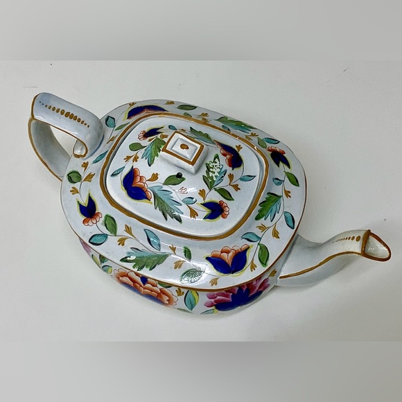 19th Century Antique Gaudy Dutch Grape Pattern Hand Painted Teapot - Picture 10 of 16